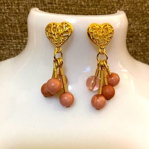 💕 Pink and gold platted heart earrings 💕
